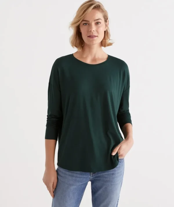 Long Sleeve Pleat Back Top-Sussan Flash Sale