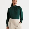 Mock Neck Blouson Sleeve Top-Sussan Cheap