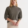 Mock Neck Check Top-Sussan Shop