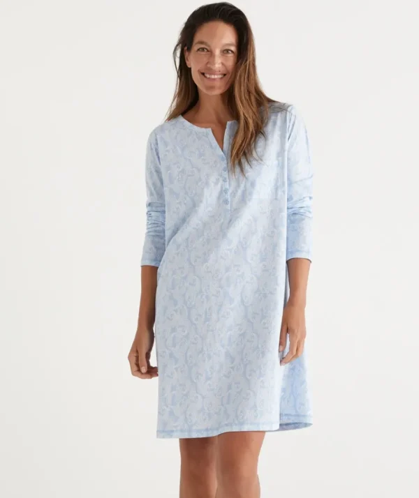 Paisley Print Australian Cotton Henley Nightie-Sussan Sale