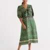 Palm Print Placement Dress-Sussan Store