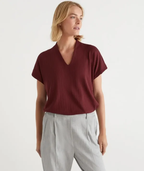 Plisse V Neck Top-Sussan Best