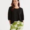 Raglan Puff Sleeve Top-Sussan Fashion