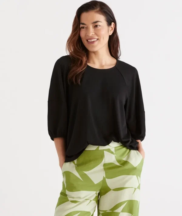 Raglan Puff Sleeve Top-Sussan Fashion