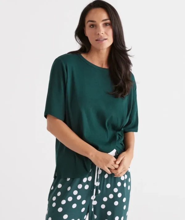 Relaxed Rib Australian Cotton Pyjama T-Shirt-Sussan Discount