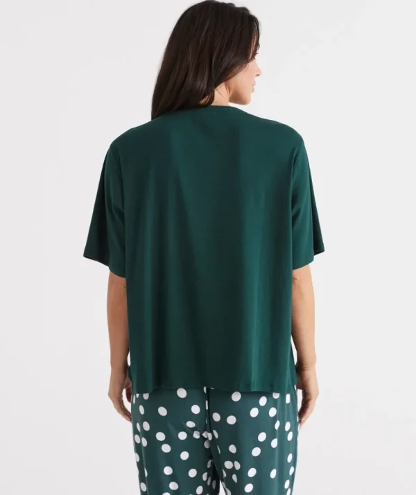 Relaxed Rib Australian Cotton Pyjama T-Shirt-Sussan Discount