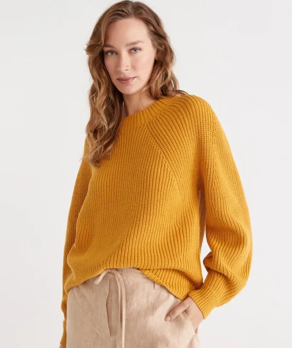 Rib Sleeve Detail Pull Over-Sussan Fashion