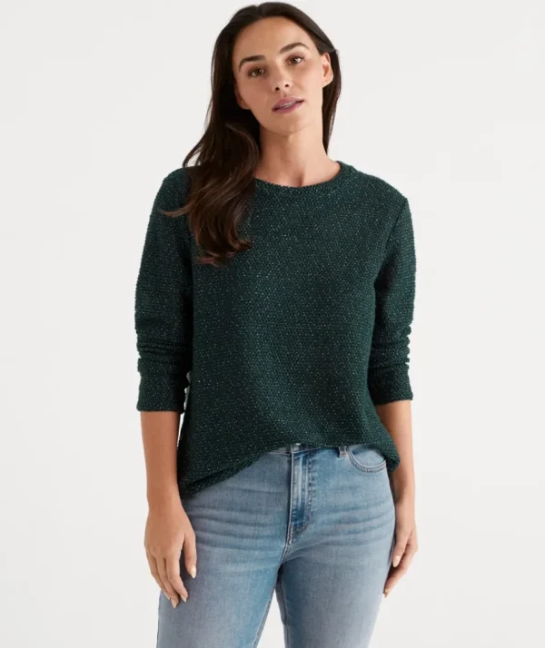 Side Button Textured Top-Sussan New