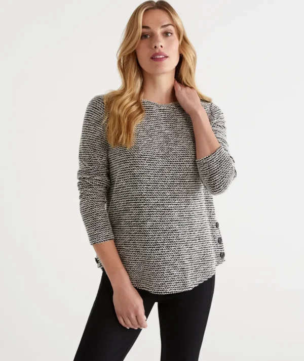 Side Button Textured Top-Sussan Sale