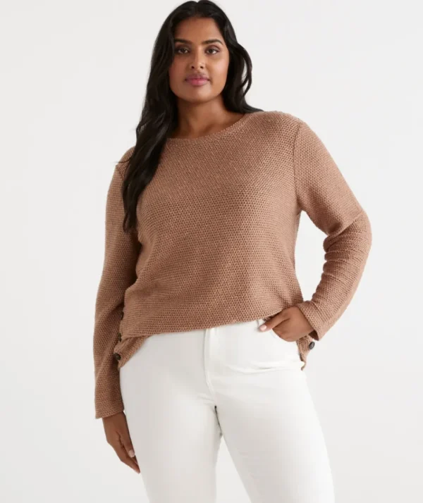 Side Button Textured Top-Sussan New