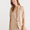 Single Breasted Linen Blazer-Sussan Best