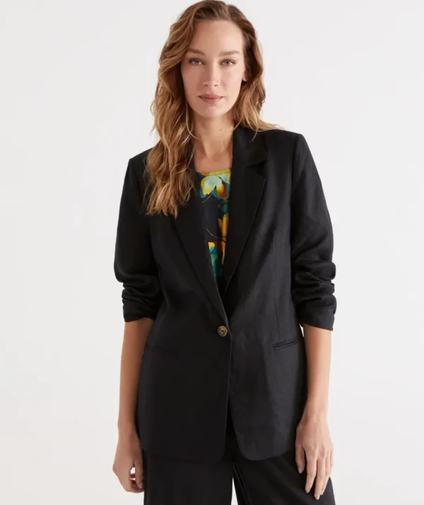 Single Breasted Linen Blazer-Sussan Online