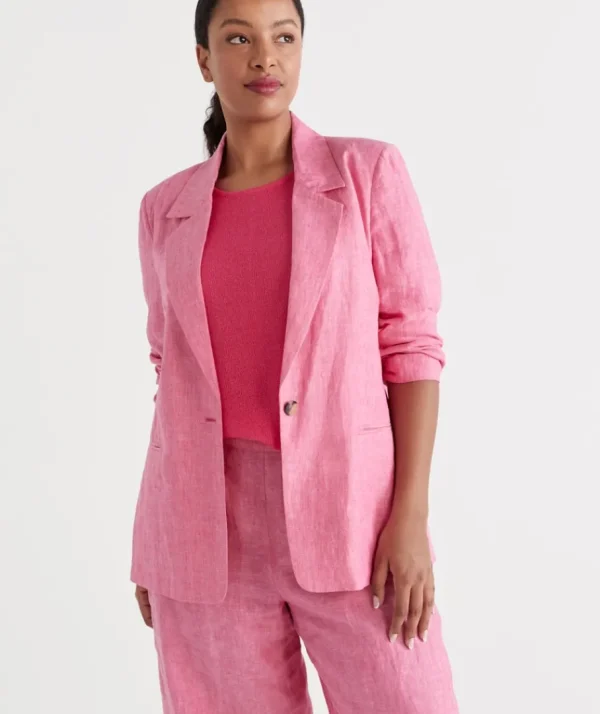 Single Breasted Linen Blazer-Sussan Shop