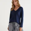 Soft V Neck Henley Pyjama Top-Sussan Store