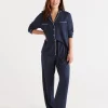 Solid Deep Navy Pyjama Set-Sussan Outlet