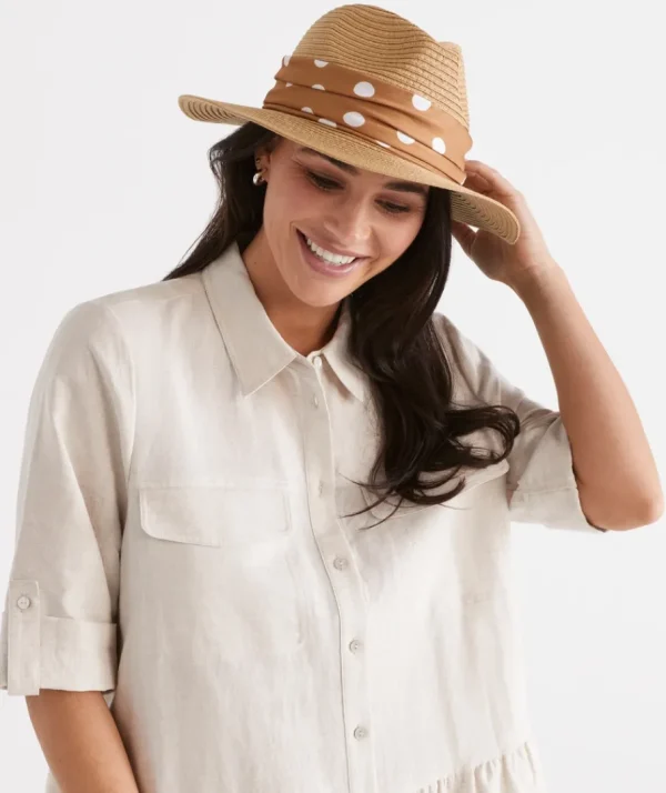 Spot Band Detail Panama Hat-Sussan Best