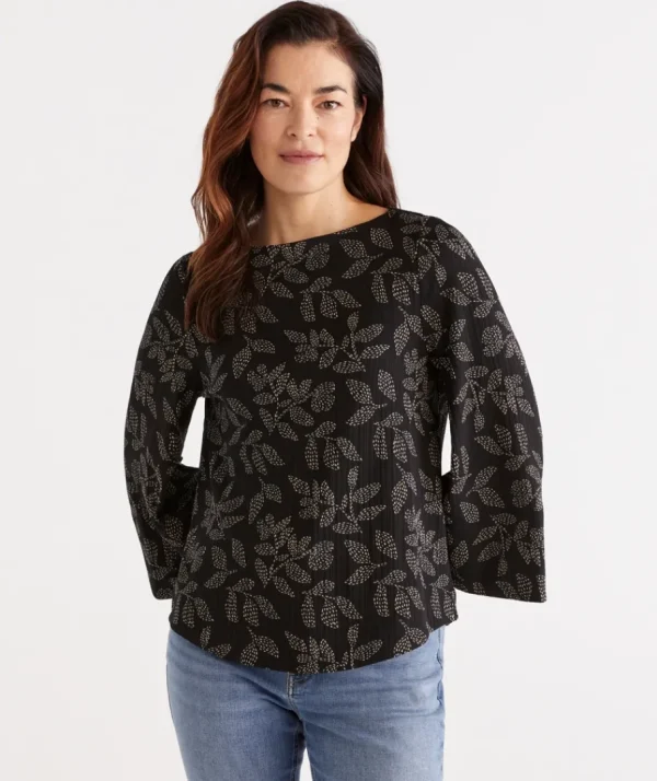 Spotted Leaf Plisse Top-Sussan Cheap