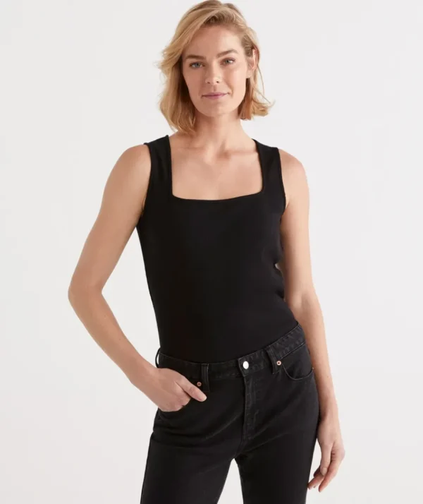 Square Neck Rib Tank-Sussan Flash Sale