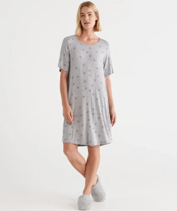 Star Print Knit Nightie-Sussan Best Sale