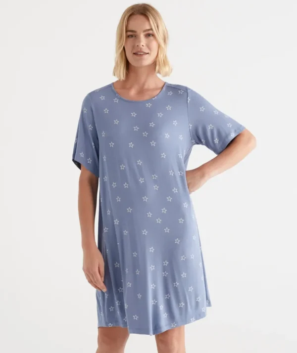 Star Print Knit Nightie-Sussan Best Sale