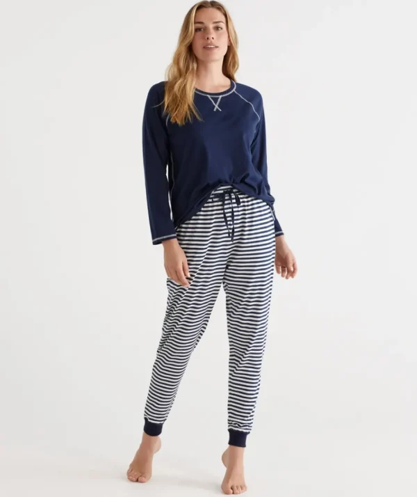 Stripe Australian Cotton Knit Pyjama Pant-Sussan Online