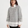 Stripe Blouson Sleeve Sweat-Sussan New