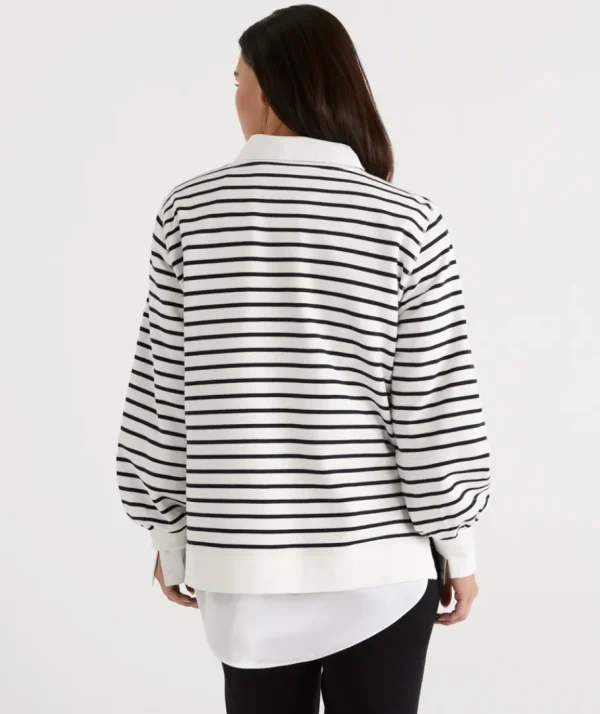 Stripe Blouson Sleeve Sweat-Sussan New