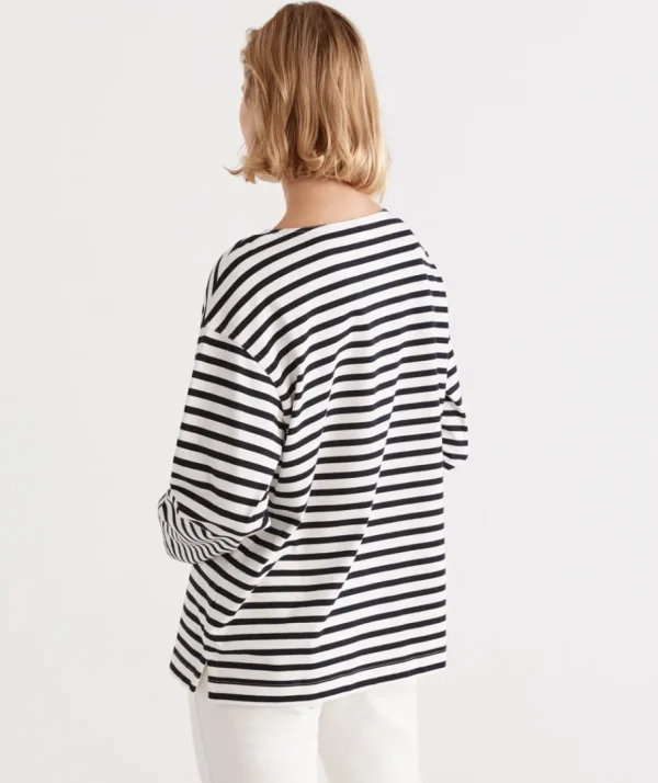 Stripe Boat Neck Top-Sussan Online