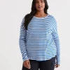 Stripe Crew Drop Shoulder Top-Sussan Fashion