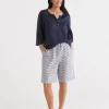 Stripe Linen Bermuda Lounge Short-Sussan Shop