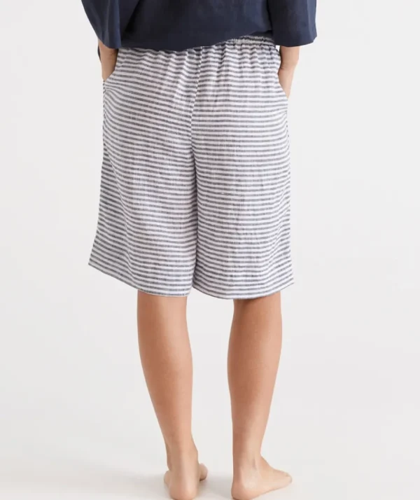 Stripe Linen Bermuda Lounge Short-Sussan Shop