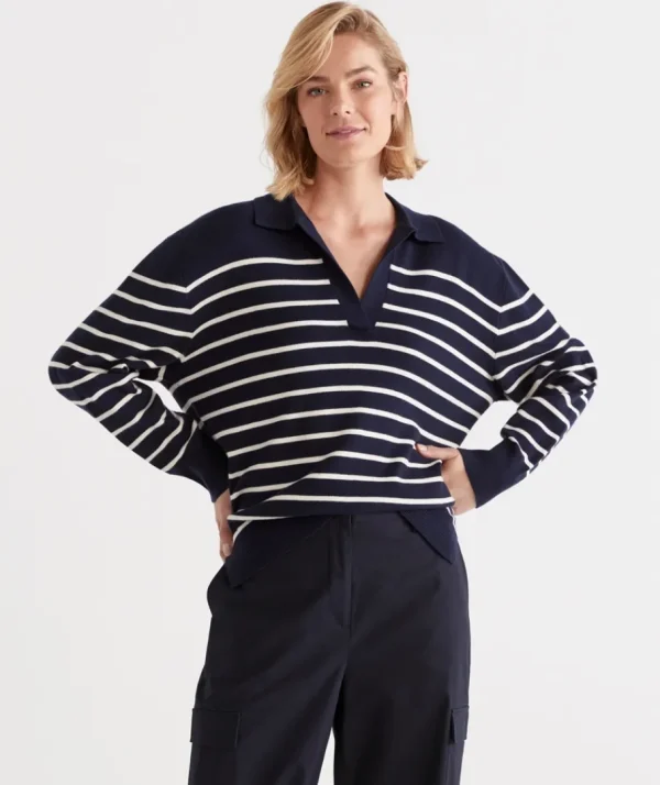 Stripe Polo Pullover-Sussan Shop