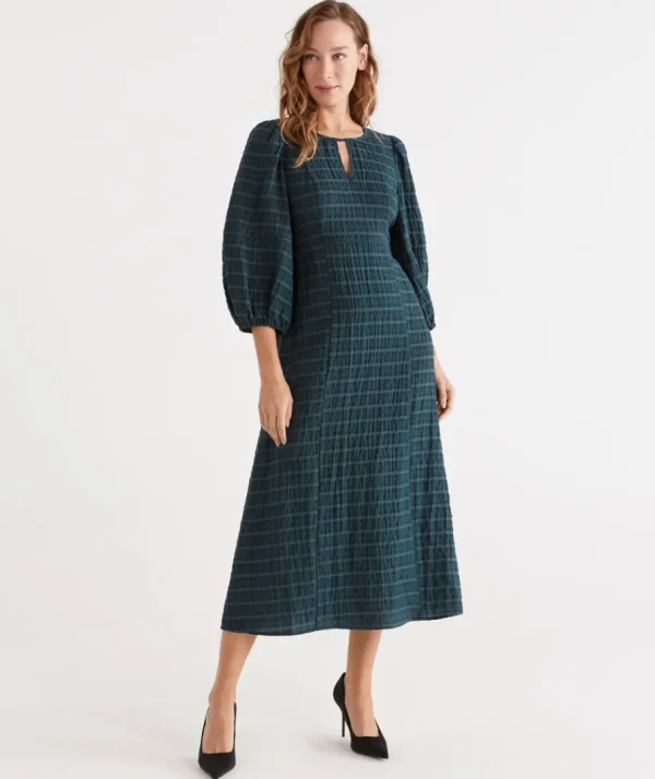 Textured Midi Dress-Sussan Online