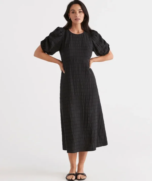 Textured Midi Dress-Sussan Outlet