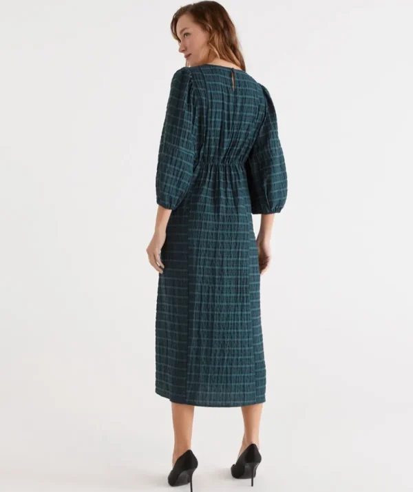 Textured Midi Dress-Sussan Online