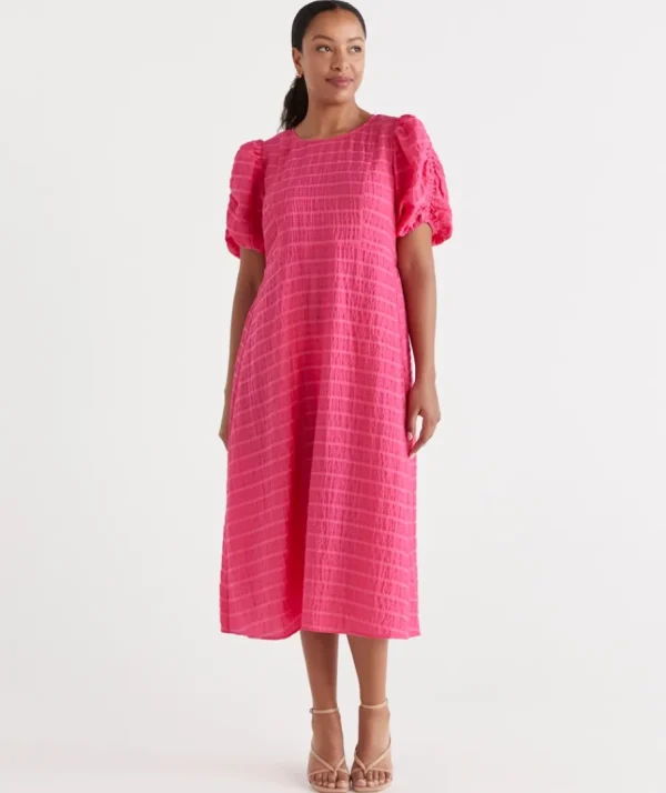 Textured Midi Dress-Sussan Outlet