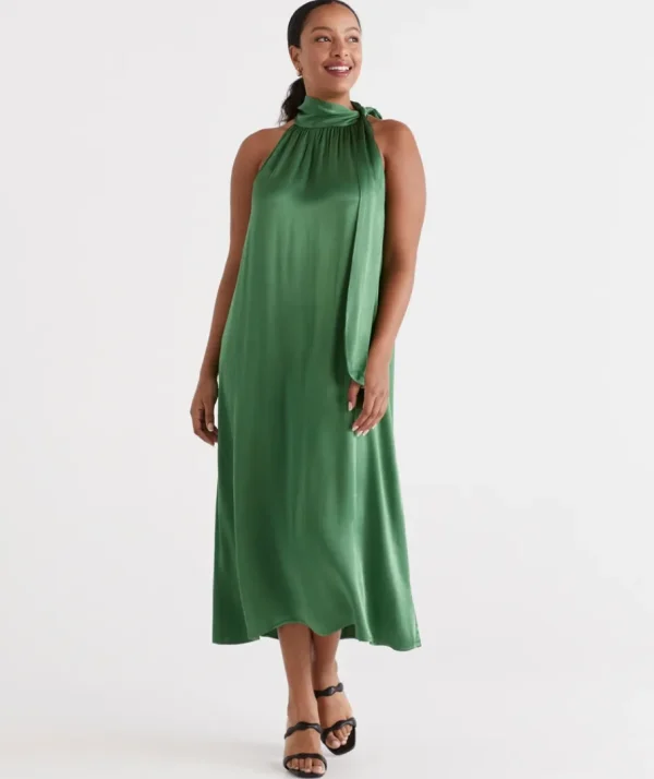 Tie Neck Halter Dress-Sussan Discount