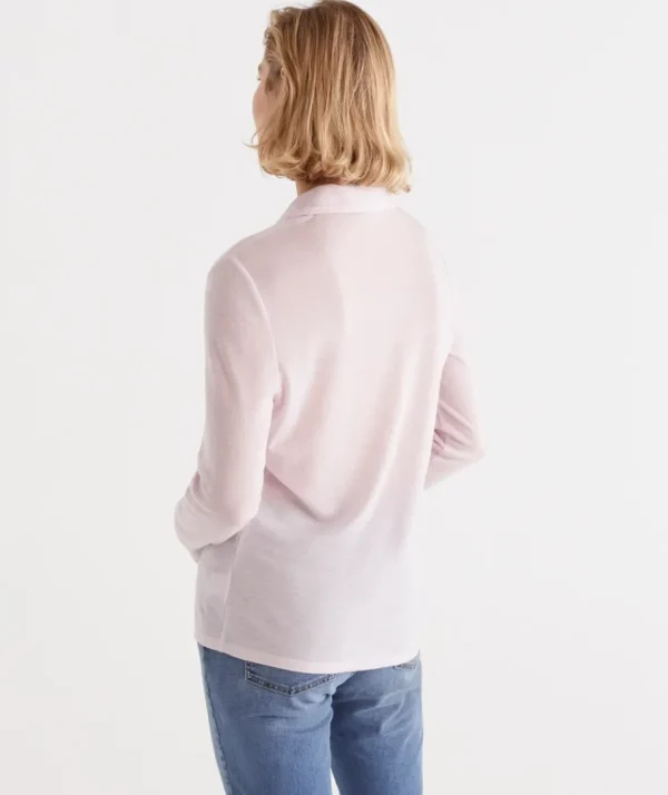 Wool Blend Button Long Sleeve Top-Sussan Flash Sale