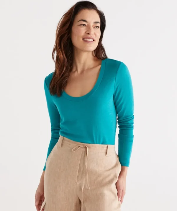 Wool Blend Scoop Top-Sussan Sale